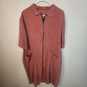 Fairplay Burnt Orange Lagenlook 100% Linen Dress 2X (5337)